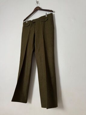 Bottega Veneta Virgin Wool Heavyweight Green Military Trousers Made in Italy